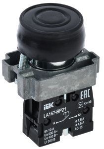 Кнопка управления LA167-BP21 d=22мм 1з черная IEK BBT20-BP21-1-22-67-K02