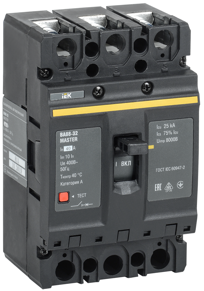 Выключатель автоматический ВА88-32 3Р 40А 25кА MASTER IEK SVA10-3-0040-02