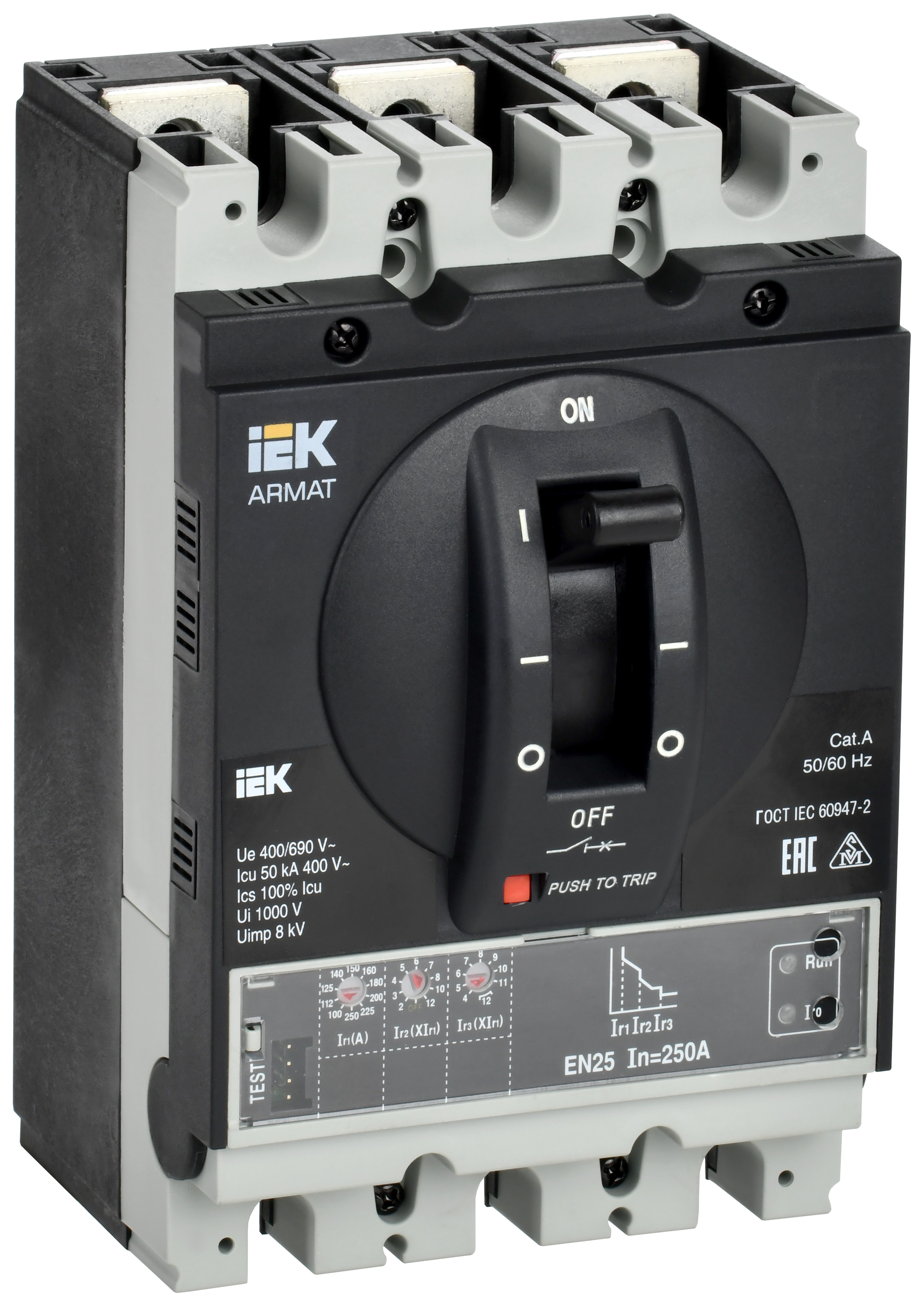 ARMAT Автоматический выключатель в литом корпусе 3P типоразмер G 50кА 250А расцепитель электронный стандартный IEK AR-MCCB-3G-050-0250A-ELSC