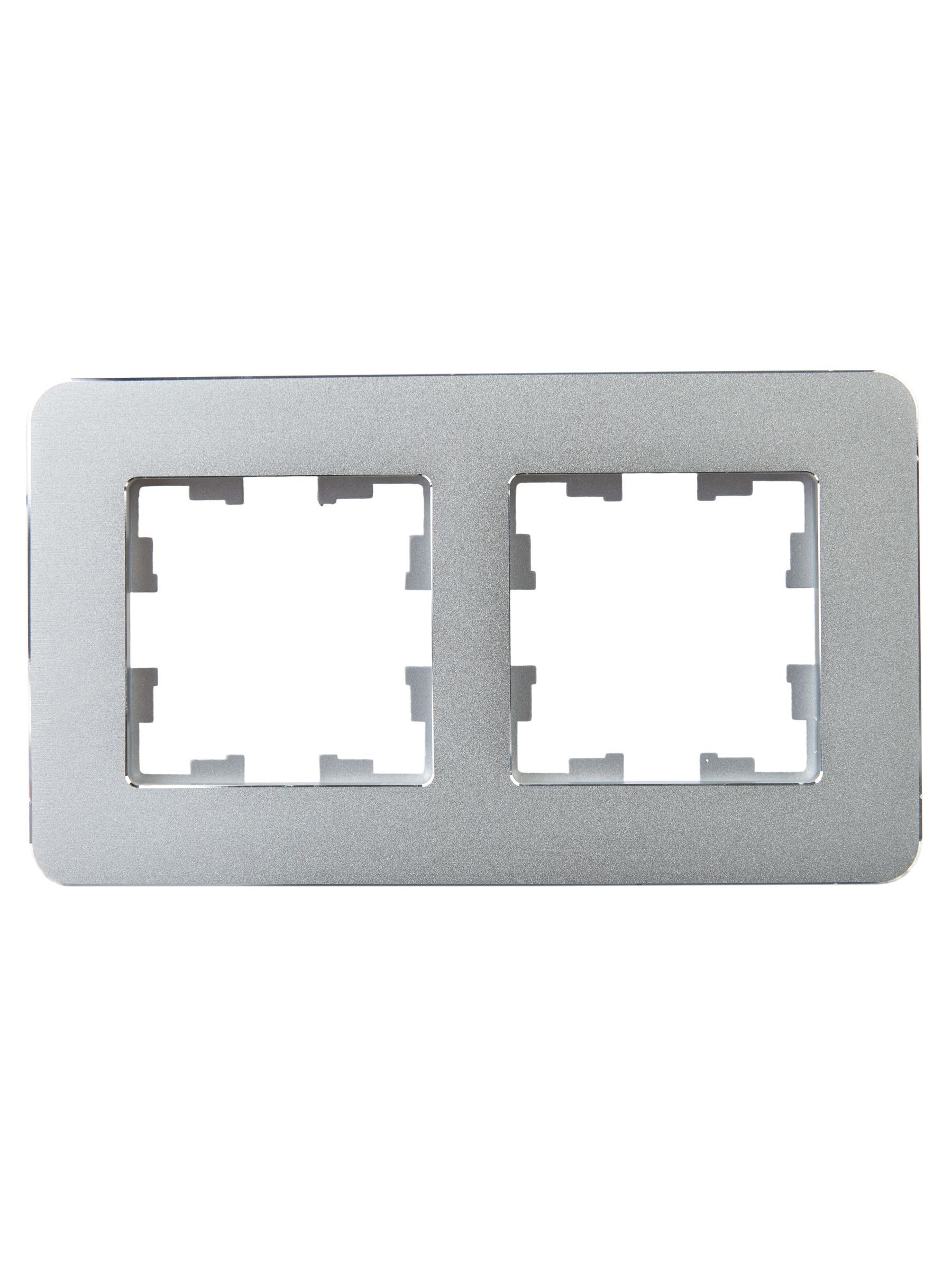 BRITE Рамка 2-местная РУ-2-1-Бр металл алюминий RE IEK - Фото 5