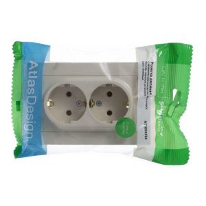 Розетка 2-м СП AtlasDesign 16А IP20 с заземл. в сборе беж. SE ATN000224 1240188