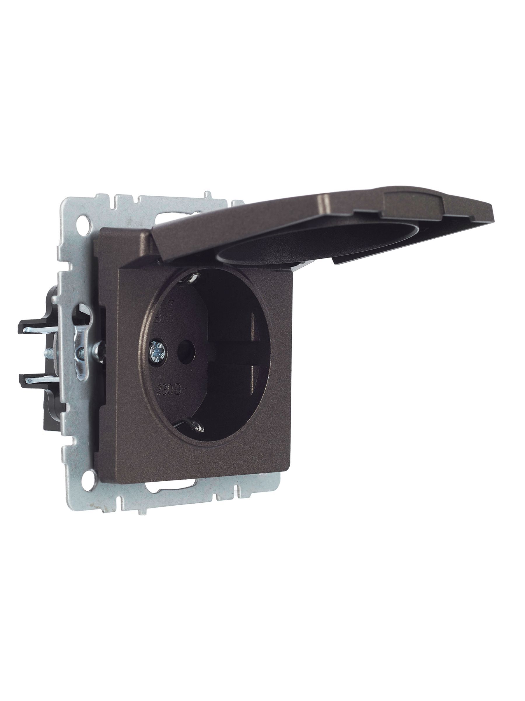 BRITE Розетка 1-местная с заземлением с защитными шторками и крышкой 16А IP20 РСбш10-3-БрТБ темная бронза IEK - Фото 10