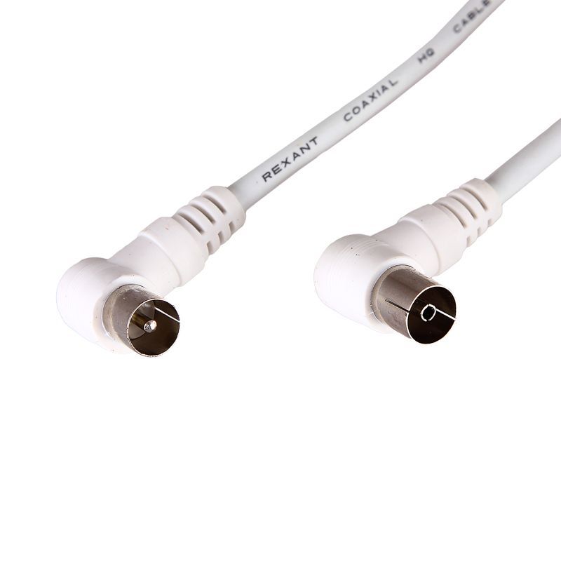 Шнур ТВ гнездо - ТВ штекер, угловой, 1,5м, белый REXANT 18-0022