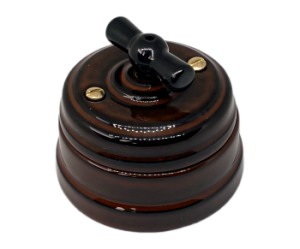 Выключатель ретро фарфоровый поворотный на 4 положения в комплекте с подъемной рамкой, 10А, 250В, цв GE70401-46