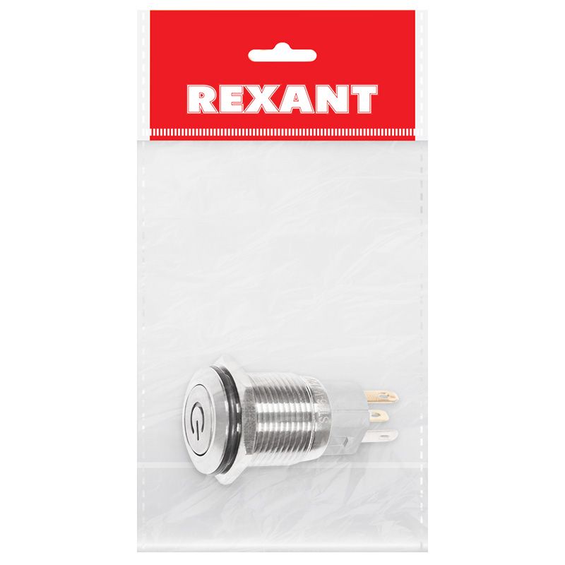 Кнопка антивандальная Ø16 12В(LED) Б/Фикс (5с) OFF-(ON)/ON-(OFF) плоская подсв/синяя POWER (A-16-F5) - Фото 3