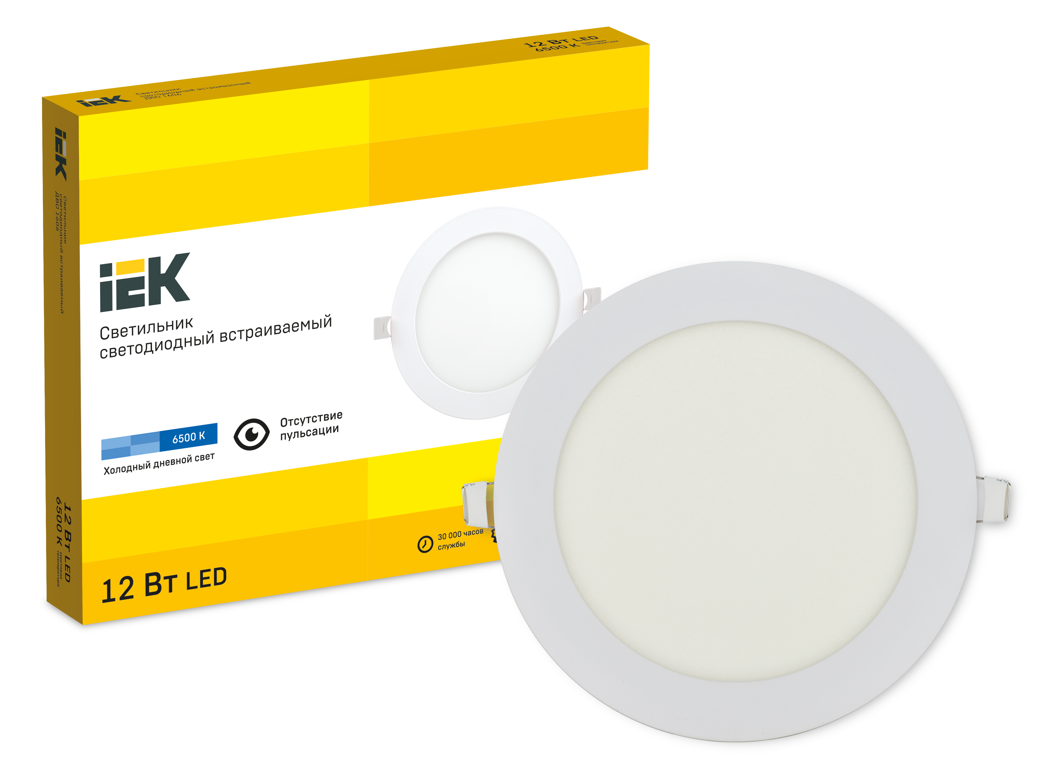 Светильник ДВО 1606 белый круг LED 12Вт 6500 IP20 IEK - Фото 2