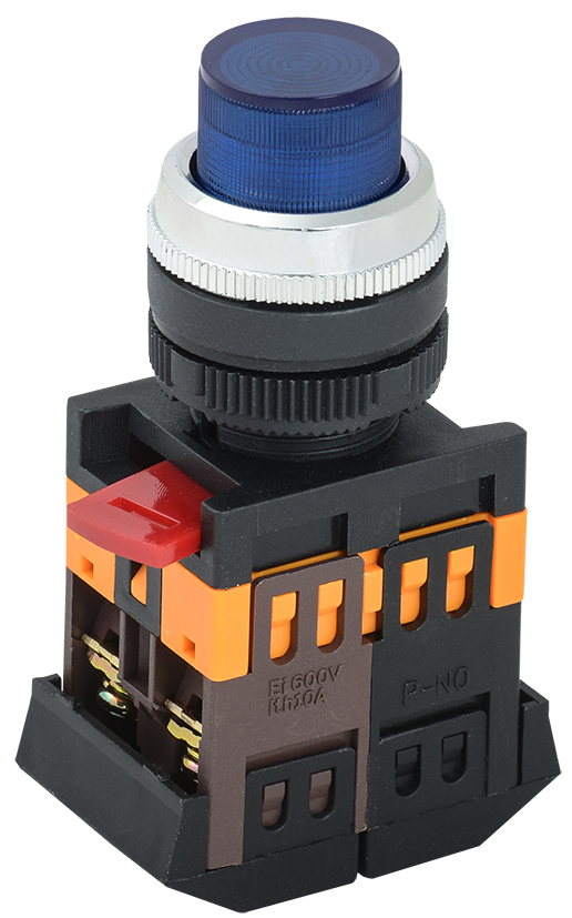 Кнопка ABLFP-22 синий d=22мм неон/240В 1з+1р IEK