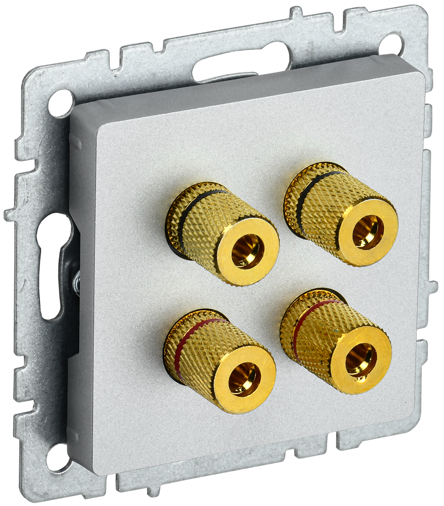 BRITE Аудиорозетка 4-местная РА10-БрА алюминий IEK BR-S40-K47