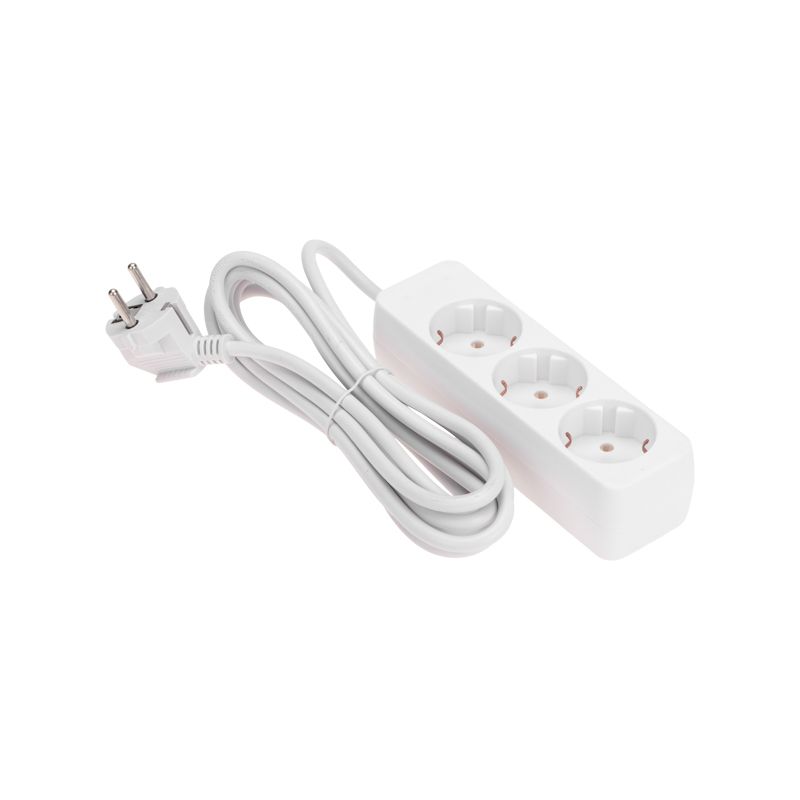 Удлинитель 3 гнезда, 3м, 3х0,75мм², с/з, белый  PROconnect 13-4209