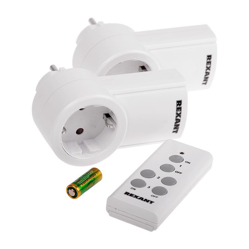 Радиоуправляемая  розетка c пультом RX-002 (один пульт, две розетки) 10А/30м REXANT 10-6025