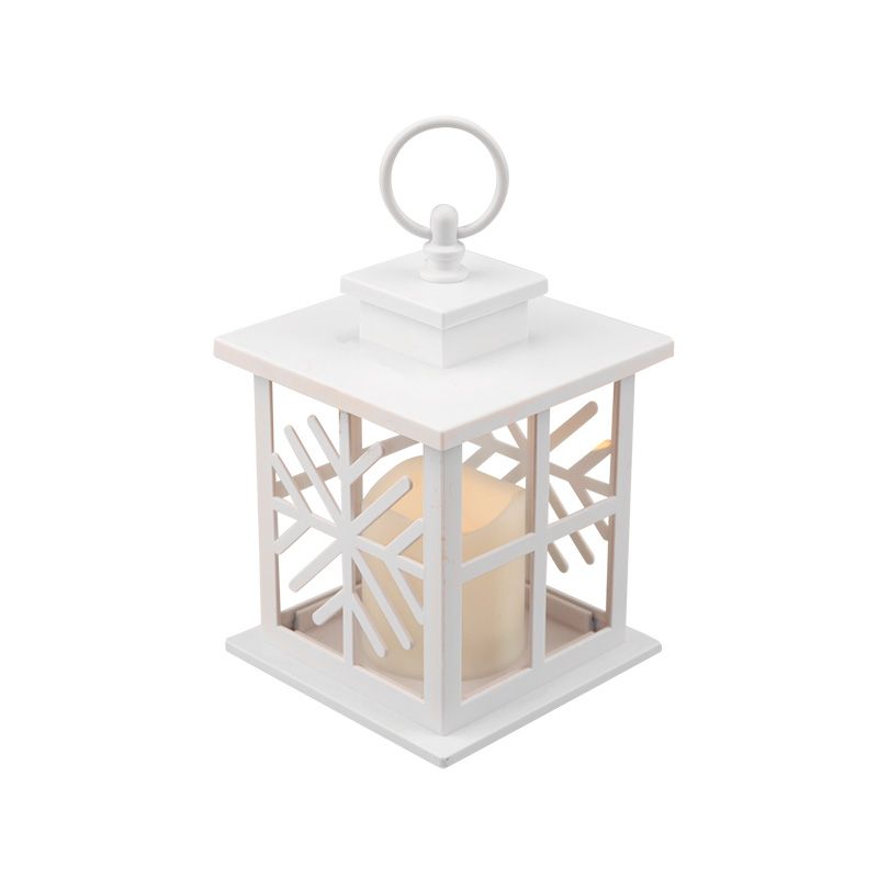 Декоративный фонарь со свечкой, белый корпус со снежинкой, размер 12х12х18 см, цвет теплый белый - Фото 5