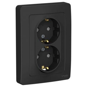 Розетка 2-м СП Blanca 16А IP20 250В с заземл. защ. шторки антрацит SE BLNRS001126 1210384