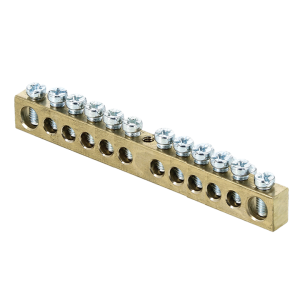 Шина PEN "ноль-земля" (8x12мм) 12 отв. латунь крепеж по центру EKF sn0-125-12-c