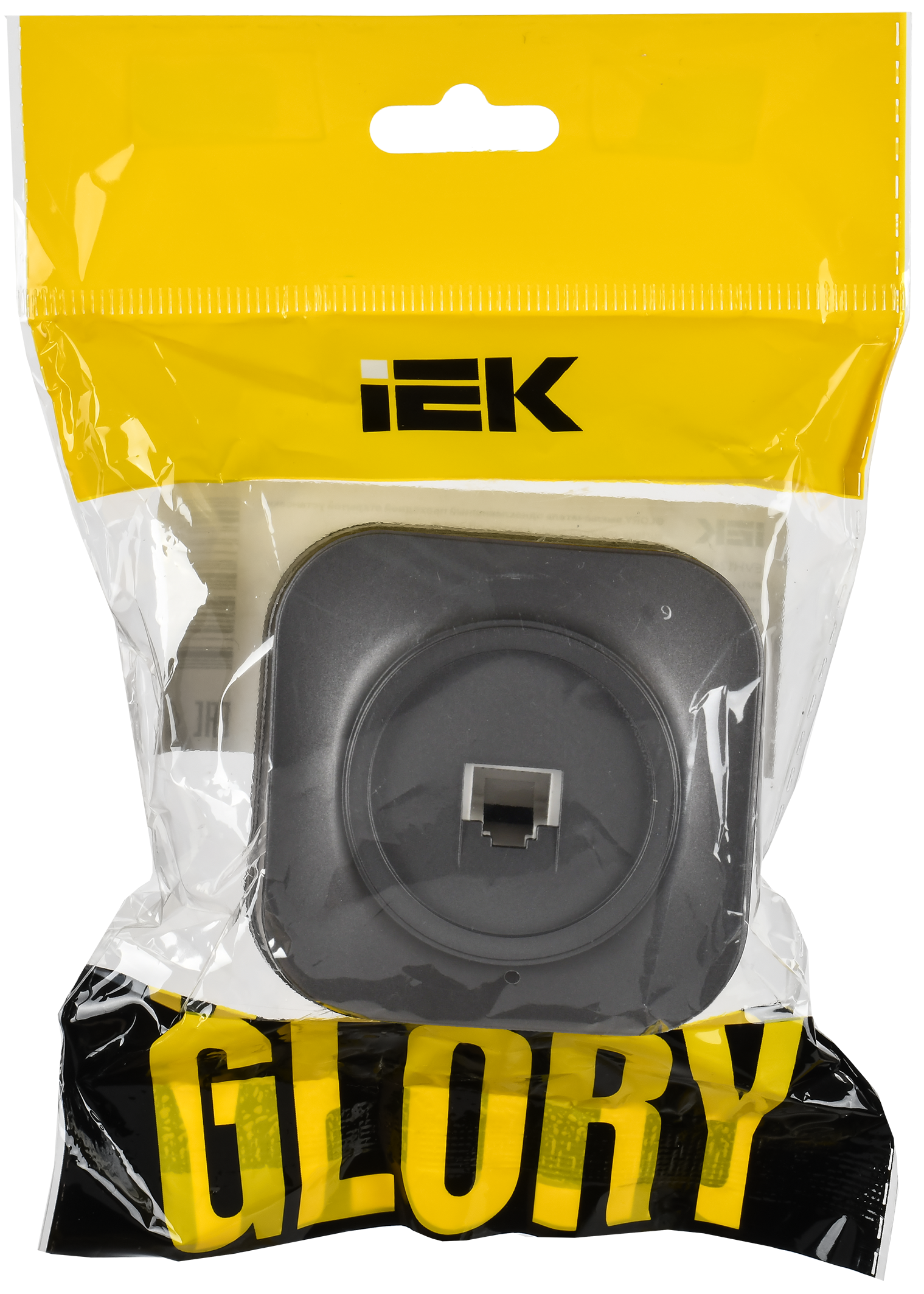 GLORY Розетка для открытой установки компьютерная RJ45 кат.5E РК10-ХСм сталь матовый IEK - Фото 2