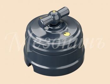 Выключатель ретро фарфоровый поворотный на четыре положения (2-х клавишн, в комплекте с подъемной 