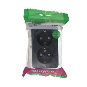 Розетка 2-м ОП Blanca 16А IP20 250В с заземл. защ. шторки с изолир. пластиной антрацит SE BLNRA011216 1210638