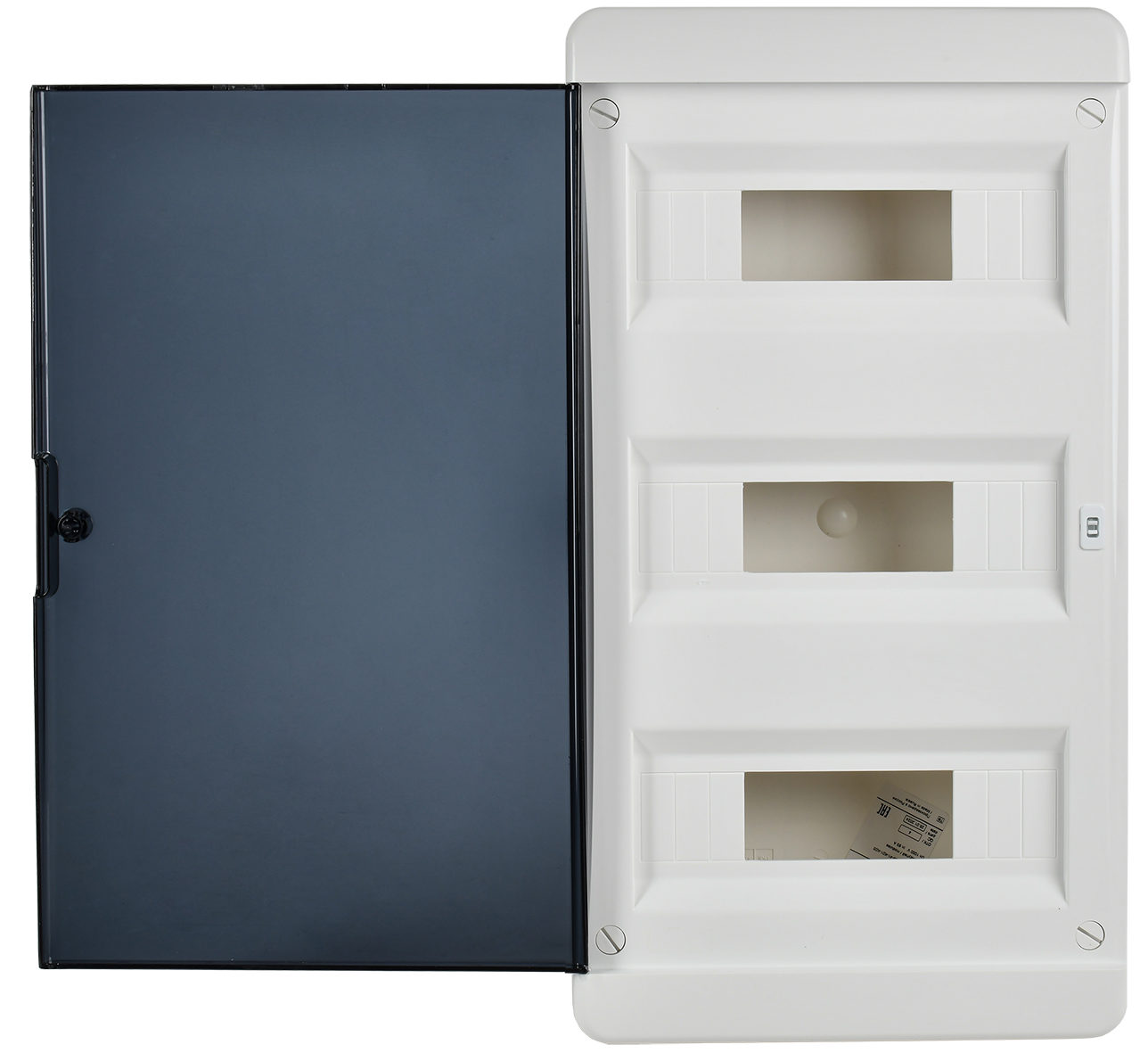 TEKFOR Корпус пластиковый БЕЛЫЙ ЩРН-П-36, IP41 черная прозрачная дверь IEK - Фото 5