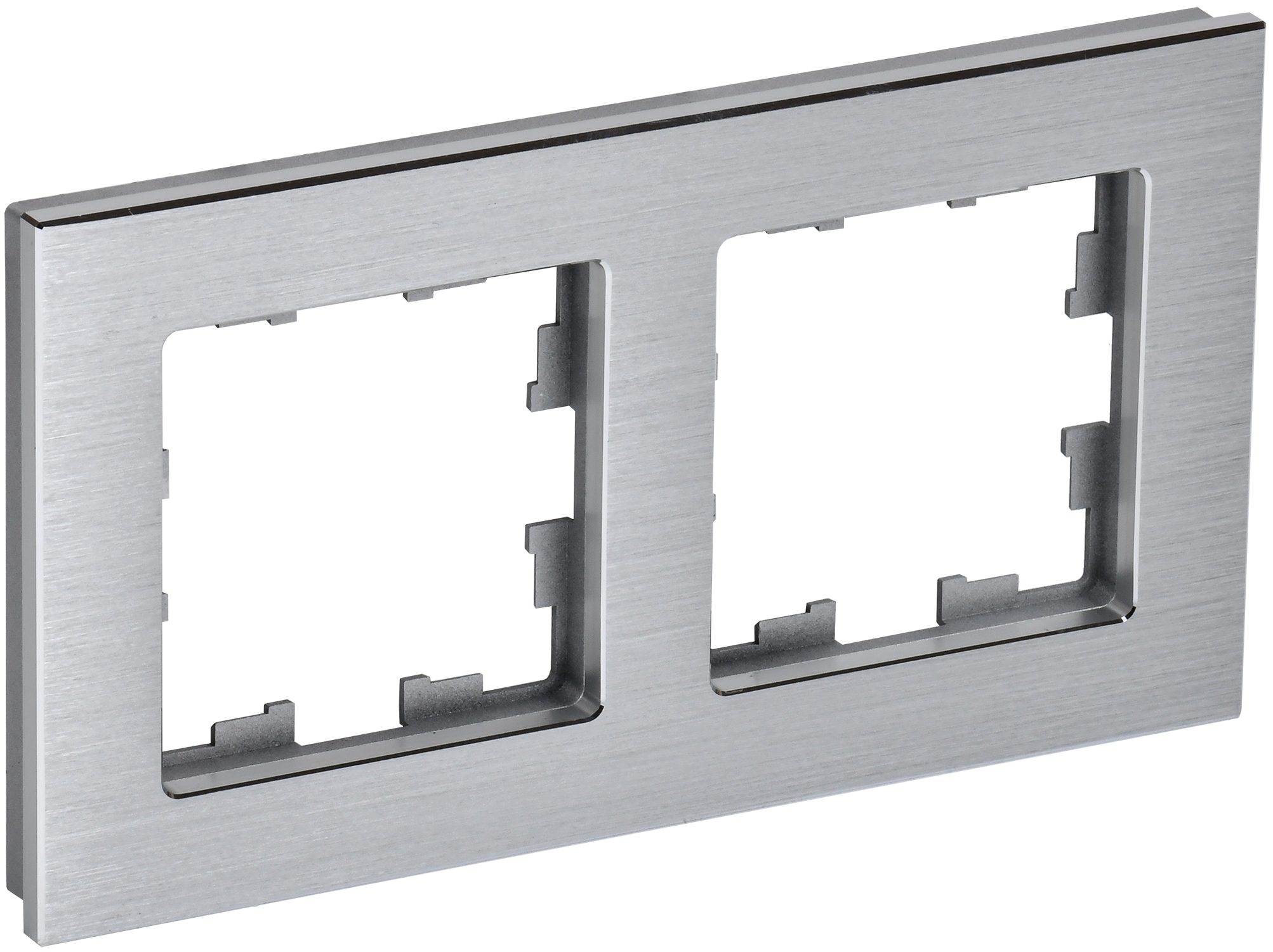 BRITE Рамка 2 -местная РУ-2-1-БрА металл алюминий IEK BR-M22-M-K47