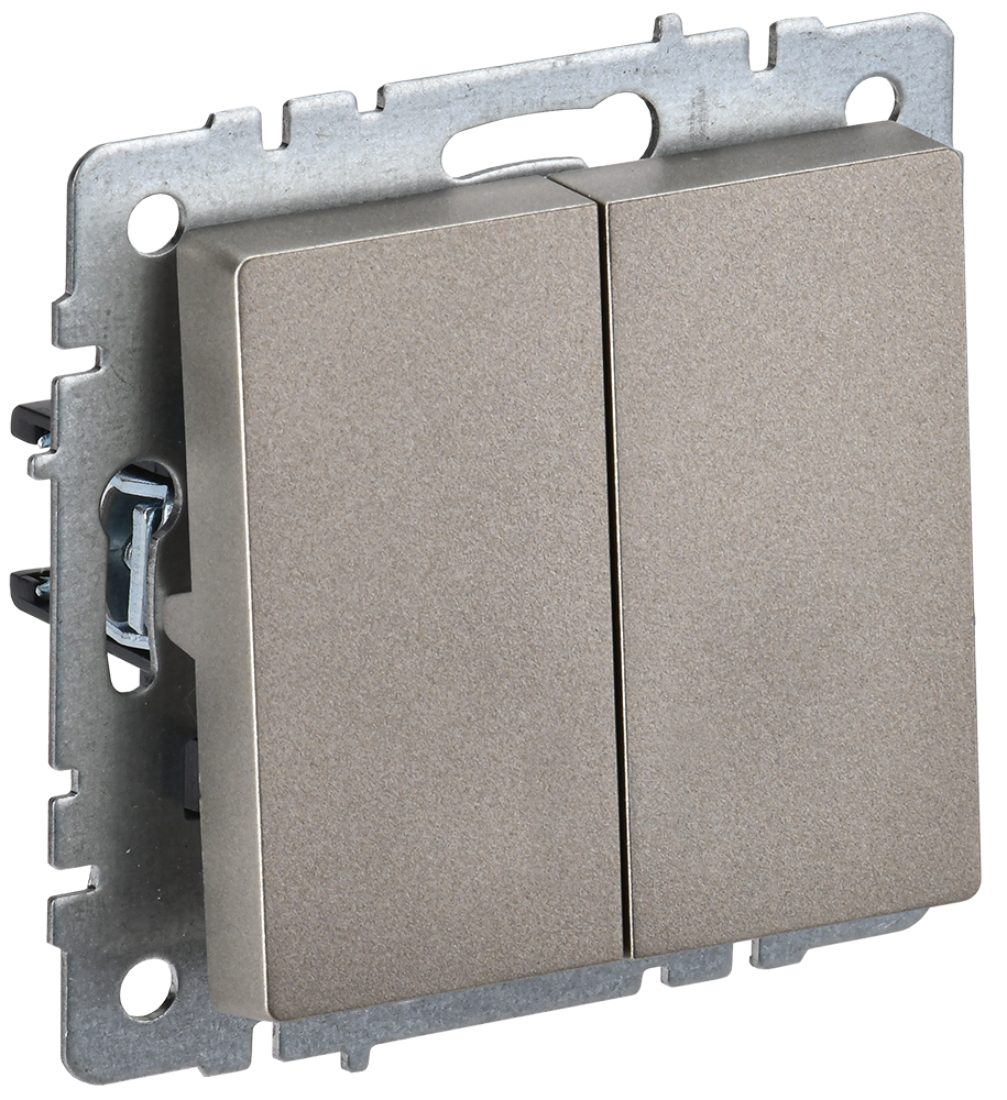 BRITE Выключатель 2-клавишный проходной 10А ВС10-2-6-БрШ шампань IEK BR-V22-0-10-K37