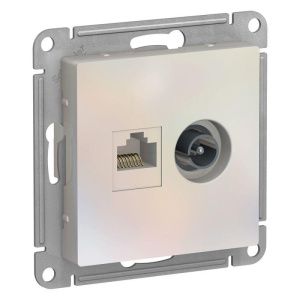 Розетка компьютерная + телевизионная 2-м AtlasDesign RJ45 кат.5E + TV механизм жемчуж. SE ATN000489 1240300