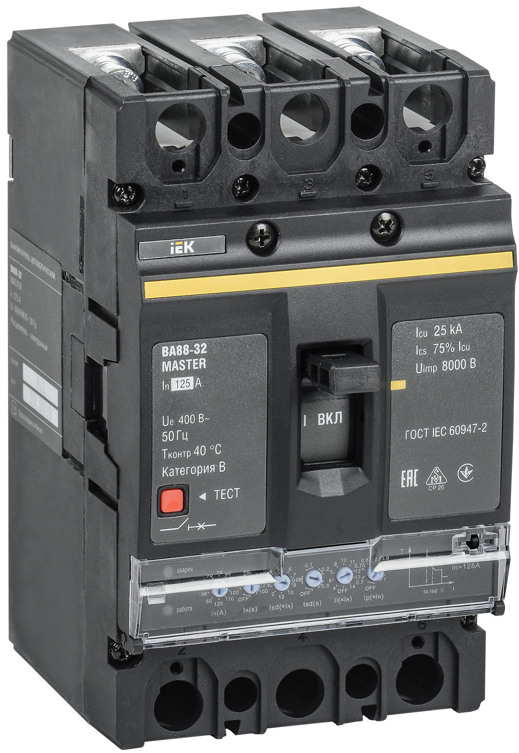 Выключатель автоматический ВА88-32 3Р 125А 35кА MASTER с электронным расцепителем IEK SVA11-3-0125-02