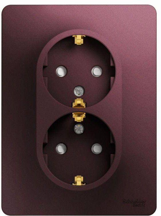 Розетка 2-м СП Glossa 16А IP20 250В с заземл. защ. шторки в сборе баклажан. SE GSL001126