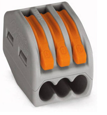 222-413 Универсальная клемма, 3-проводная, серая (0,08-2,5/4 мм²) (50 шт/уп)  WAGO 222-413