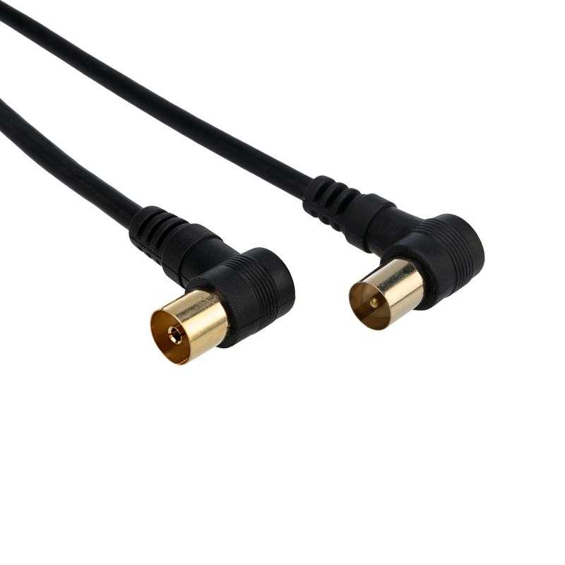 Шнур ТВ гнездо - ТВ штекер, угловой, 5м, черный REXANT 18-0015