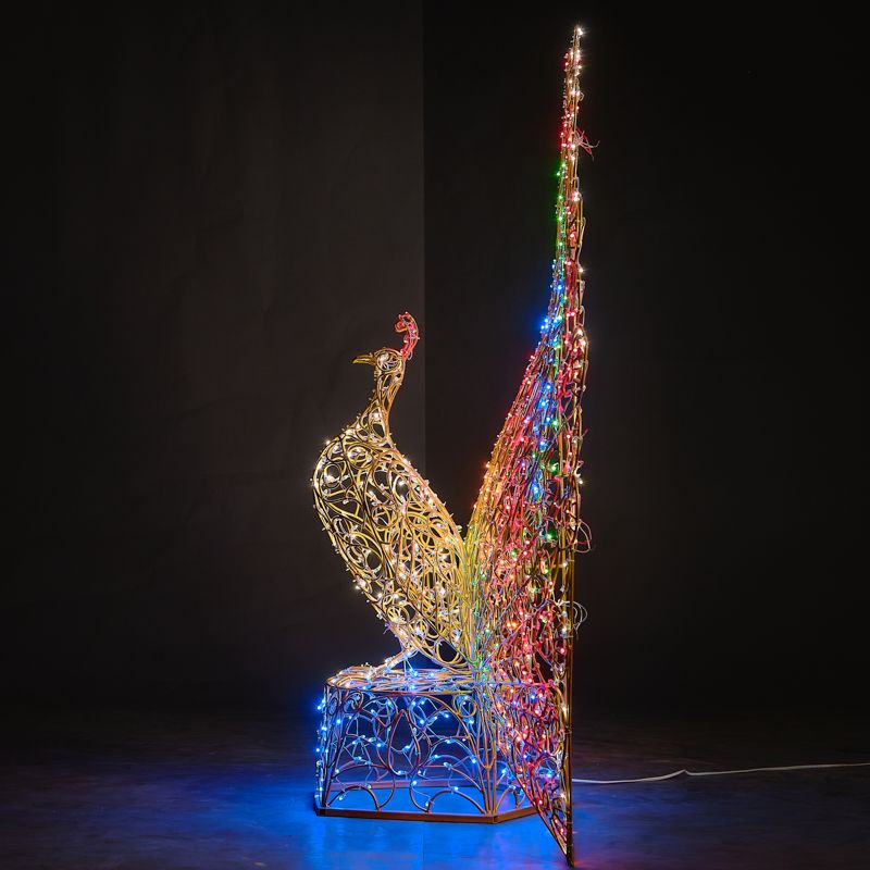 Декоративная 3D Павлин с раскрытым хвостом 200 см - Фото 2