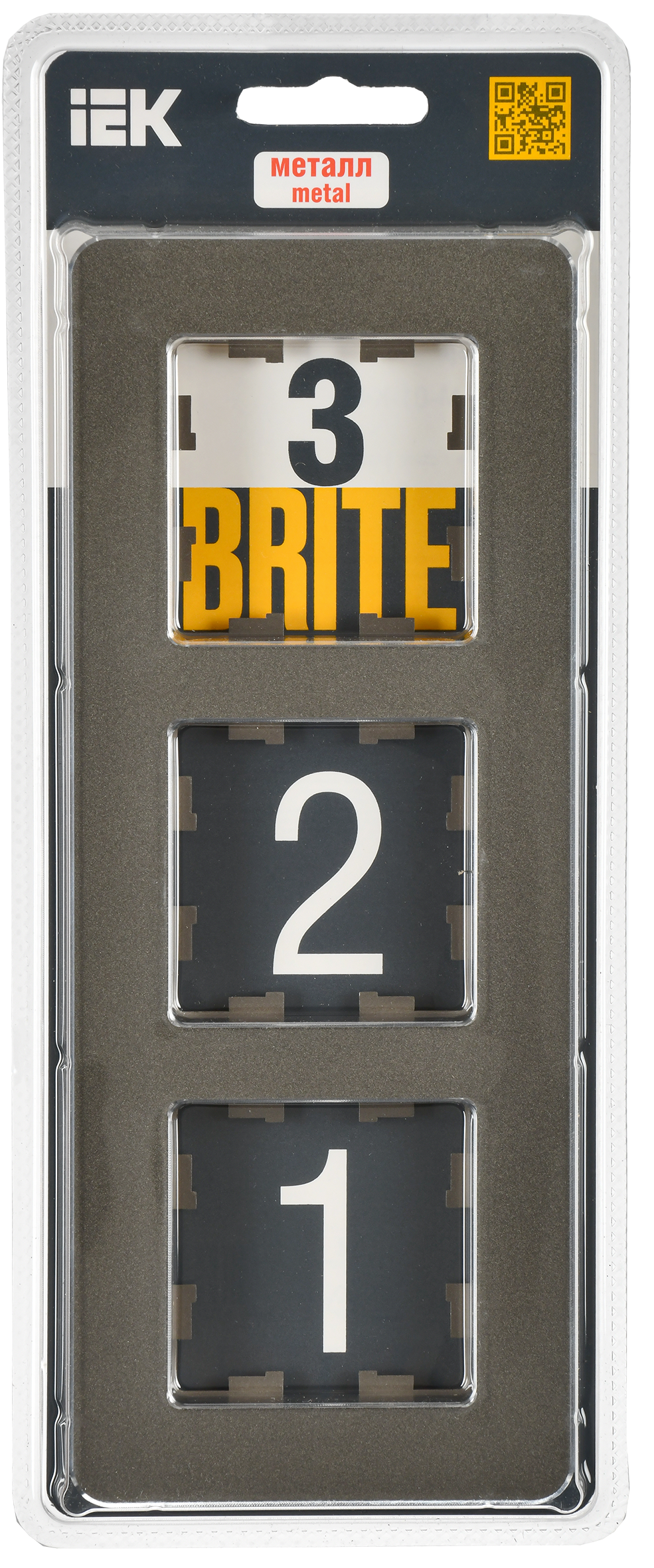 BRITE Рамка 3-местная РУ-3-1-Бр металл латунь RE IEK - Фото 2