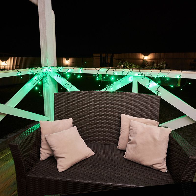 Гирлянда светодиодная Бахрома (Айсикл) 2,4х0,6м 88 LED ЗЕЛЕНЫЙ черный ПВХ IP65 постоянное свечение 230В блок в комплекте NEON-NIGHT - Фото 2