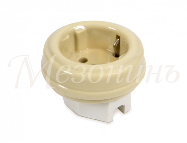 Розетка ретро фарфоровая, двухполюсная, с заземляющим контактом(D70x20,16А, 250В, IP20, без подъем