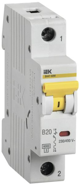 KARAT Автоматический выключатель ВА47-60M 1P B 20А 6кА IEK