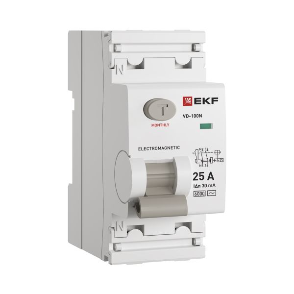 ВДТ ВД-100N 2P 25А 30мА AC эл-мех 6кА PROXIMA EKF