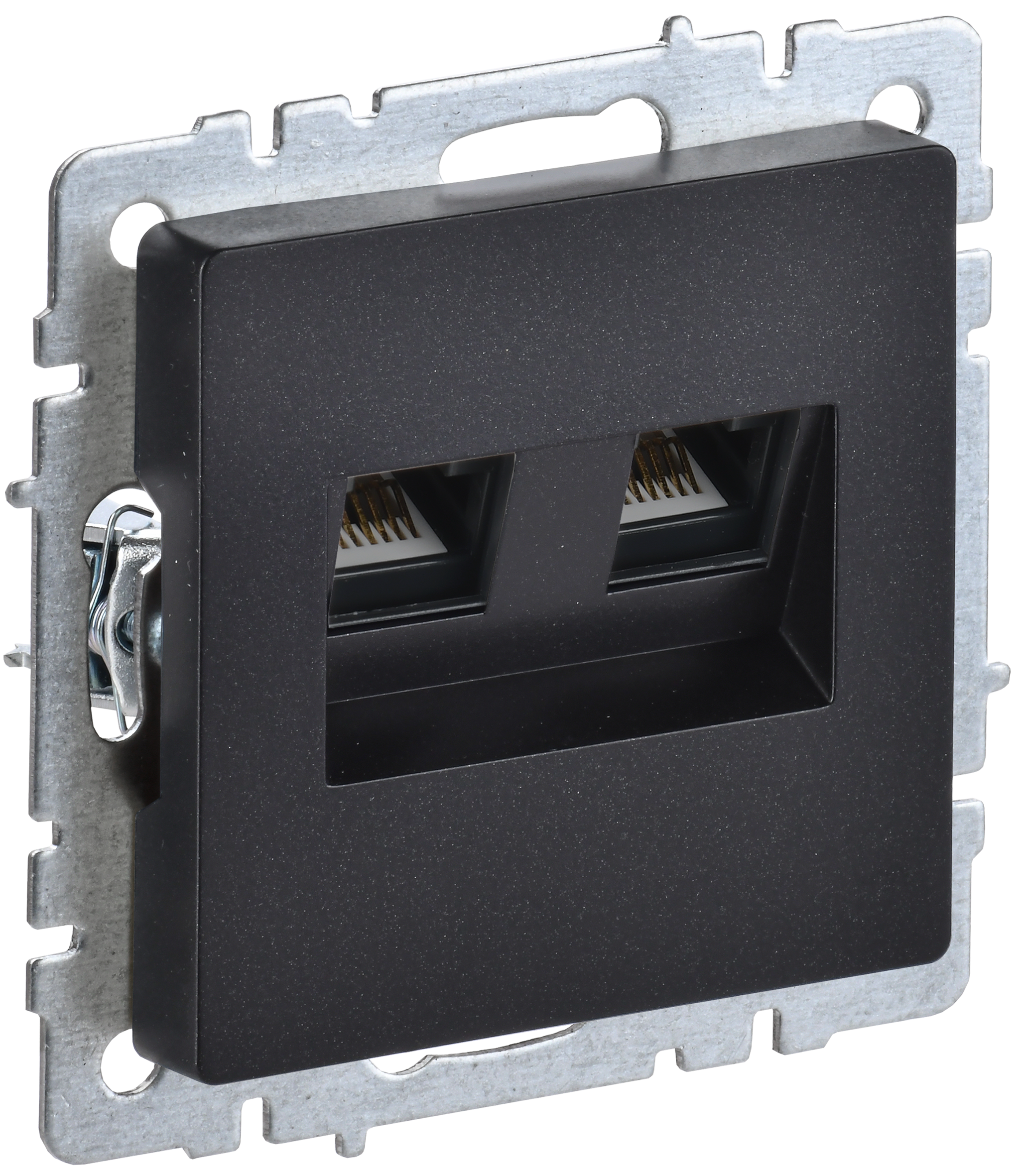 BRITE Розетка двойная RJ11+RJ45 кат.5E РК/Т12-БрЧ черный IEK