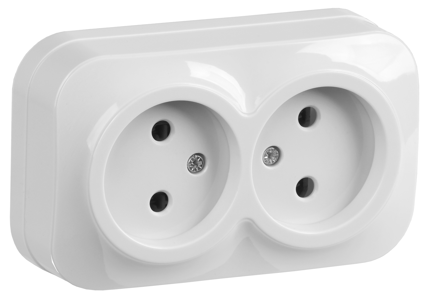 GLORY Розетка 2-местная для открытой установки без заземления без защитных шторок 10А РС22-2-ХБ белый IEK ERH20-K01-10