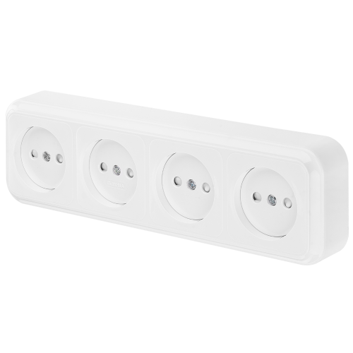 Розетка штепсельная четырехместная со шторками открытой установки РА16-277 - Фото 2