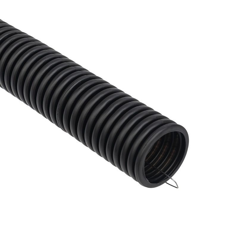 Труба гофрированная из ПНД безгалогенная HF, с зондом, ø25мм, черная (бухта 50 м/уп) REXANT 28-0025-3