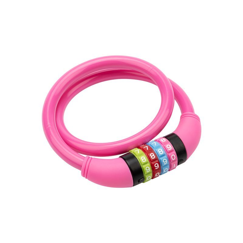 Тросовый кодовый замок взломостойкий для велосипедов и колясок 65 см розовый 79-0264