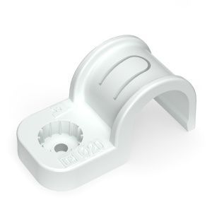 Крепеж-скоба пластиковая односторонняя для прямого монтажа атмосферостойкая белая в п/э d20 мм (50шт PR13.0377