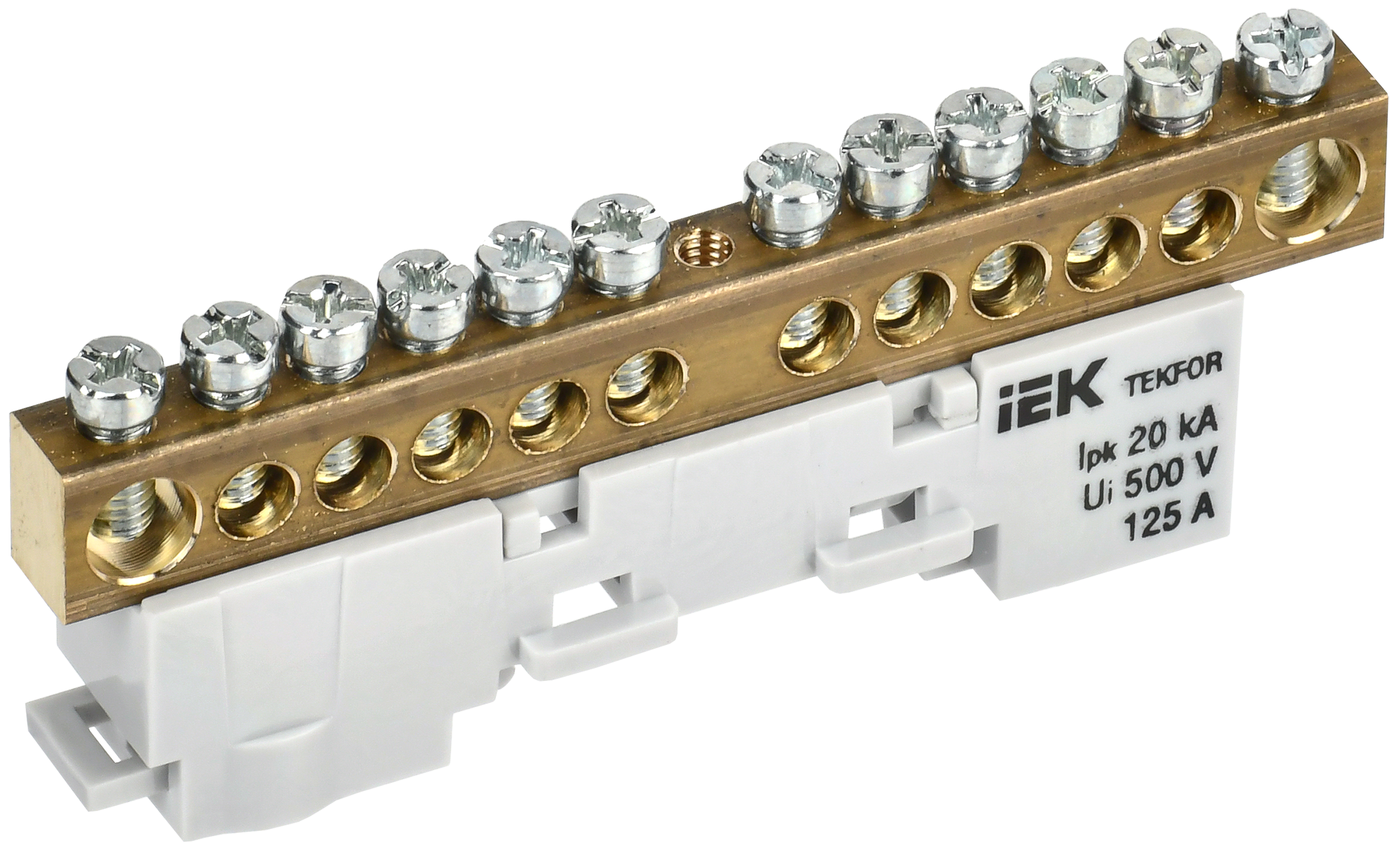 TEKFOR Шина N "ноль" неизолированная на универсальном держателе 8х12-12-С IEK TF-NN20-12-DL-K07