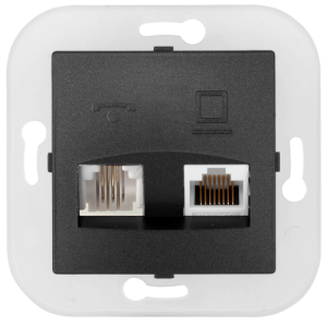 Розетка комбинированная (телефонная + компьютерная) (полимерный суппорт) ТРК-002 графит 11550BY