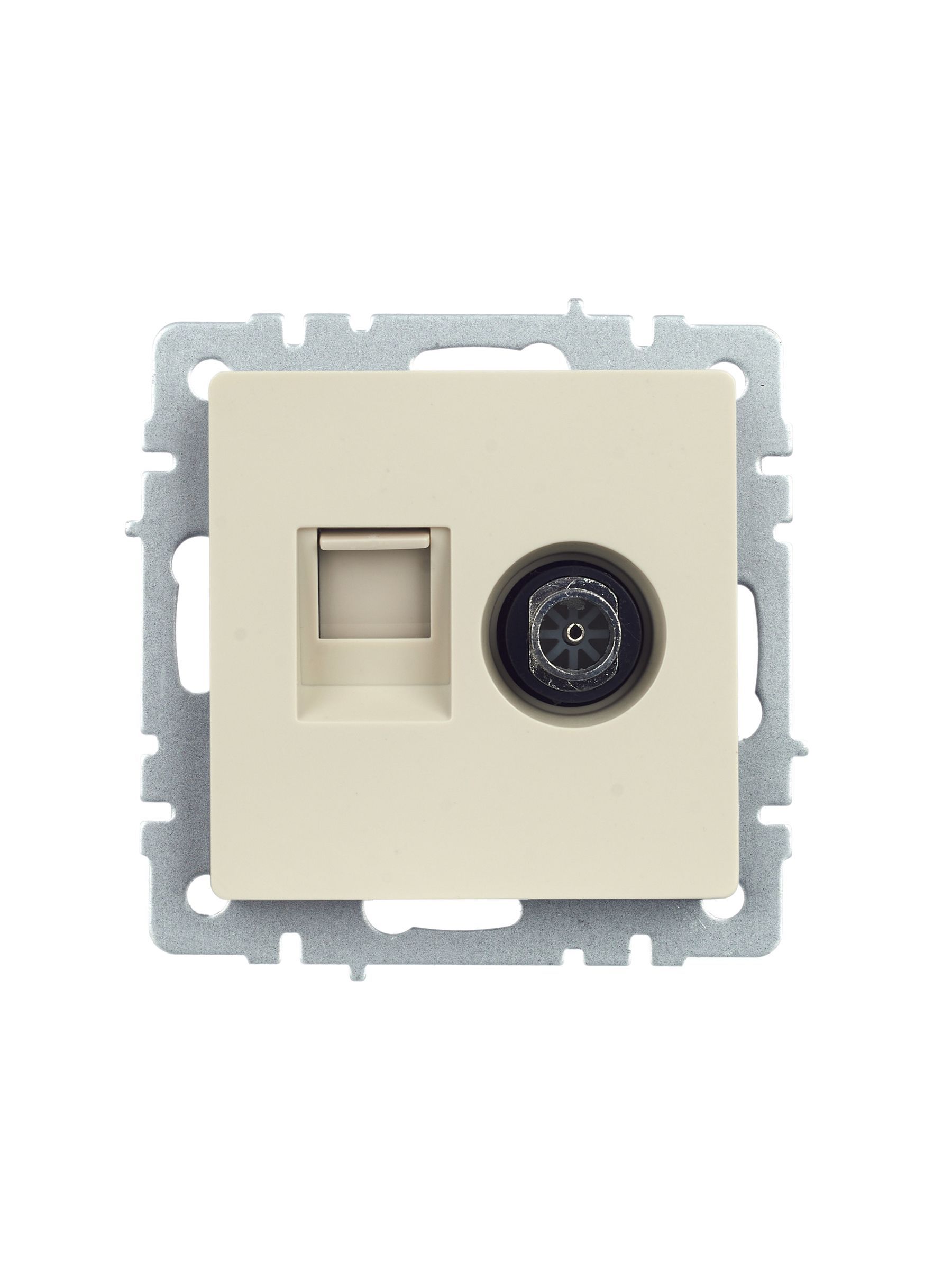 BRITE Розетка двойная TV+RJ45 кат.5E РТВ/РК12-БрКр бежевый IEK - Фото 4