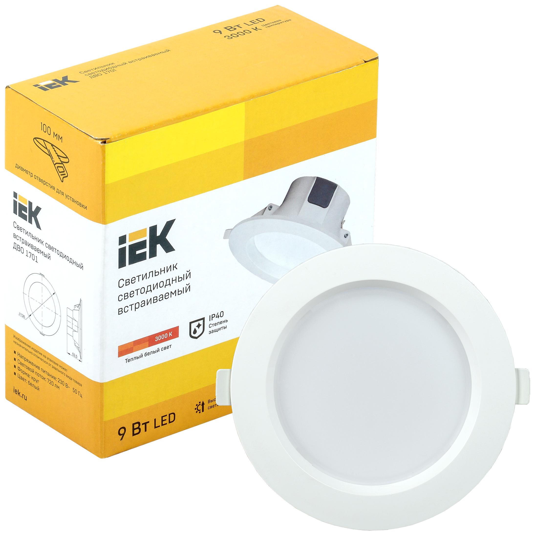 Светильник светодиодный ДВО 1701 белый круг 9Вт 3000K IP40 IEK - Фото 2