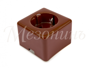 Розетка ретро фарфоровая, двухполюсная, с заземляющим контактом, коллекция "QUADRA"  , цвет - коричн GE80301-04