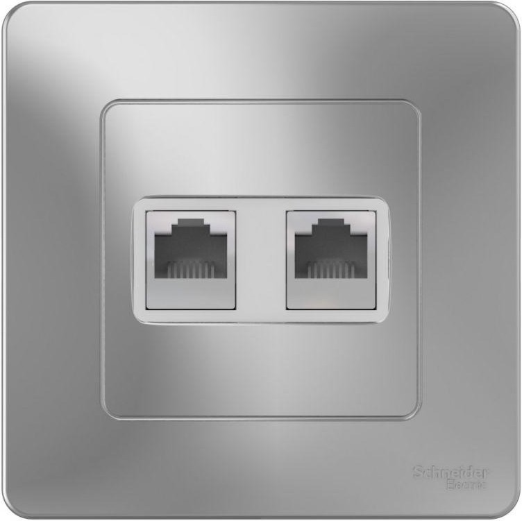 Розетка компьютерная 2-м СП Blanca RJ45 кат.5E алюм. SE BLNIS045453 - Фото 2
