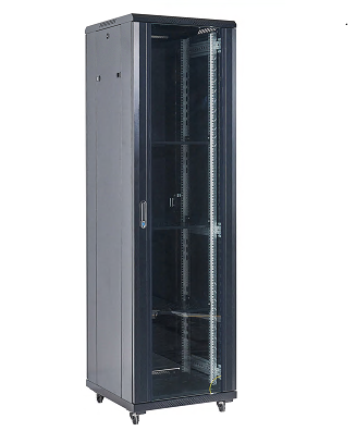 Напольный шкаф 19" 37U 600×600×1832 (ШxГxВ), дверь стекло, металлическая задняя дверь, боковые съемные стенки, RAL 9005 REXANT 04-3766-212