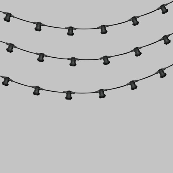 Гирлянда Белт-Лайт 2 жилы, 50м, шаг 20см, 250 патронов E27, IP65, черный круглый провод NEON-NIGHT 331-243