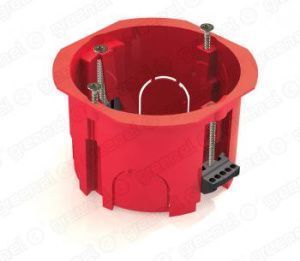 Коробка установочная 1-местная D68х45мм ГИПС с пластиковыми лапками КРАСНАЯ (100шт/уп) GE40022