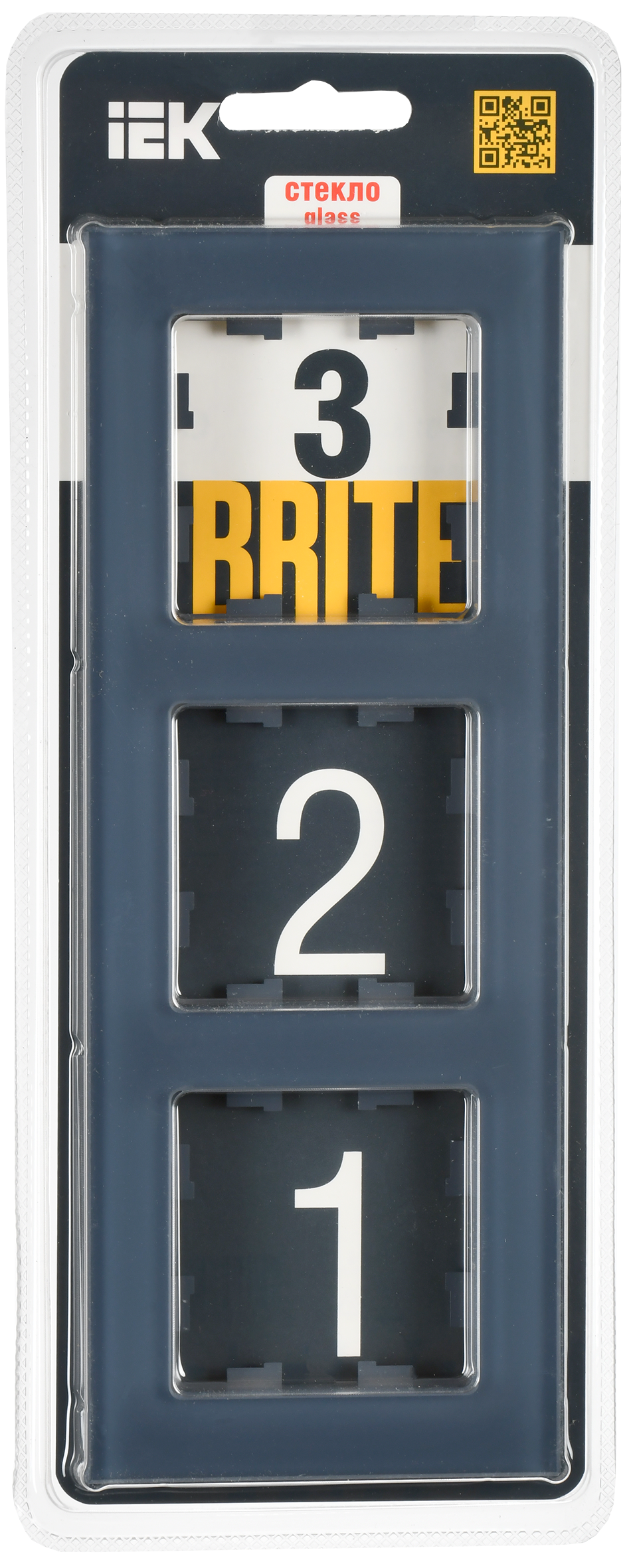 BRITE Рамка 3-местная РУ-3-2-Бр стекло маренго матовый IEK - Фото 2